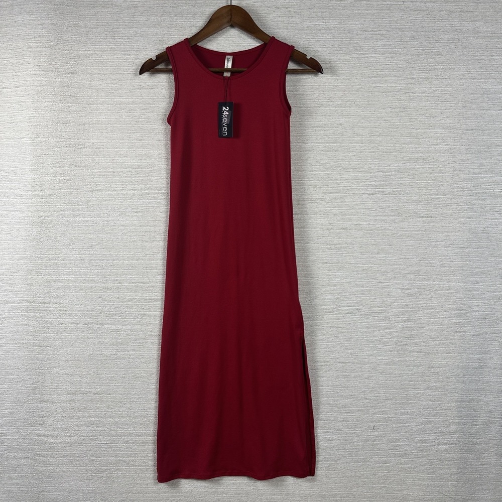 Girls XL 24Seven Kid Comfort Maxi Dress Solid Red Sleeveless Soft Stretch Knit